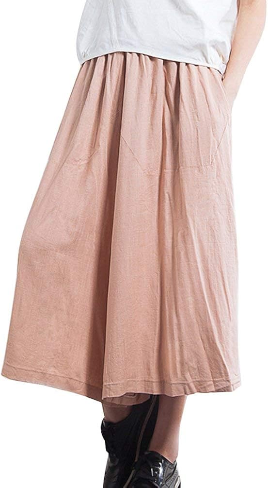 PrinStory Hose Damen Weite Bein | Stretch Freizeithose Mit Taschen