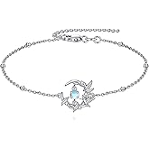 YAFEINI Moonstone Hummingbird Bracelet Sterling Silver Animal Link Chain Bracelets Hummingbird Jewelry Gifts for Women