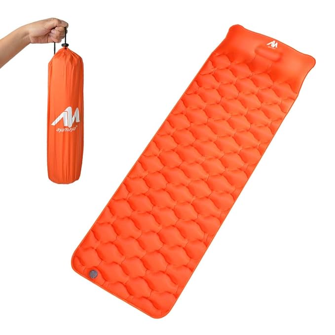 AYAMAYA Ultralight Inflatable Sleeping Pad with Builtin Pillow for