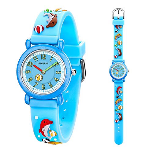 AIKURIO Kid's Watch Analogue Quartz 30M Waterproof with 3D Cartoon Pattern Silicone Band AKR007