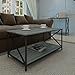 eHomeProducts Weathered Grey Oak Finish Metal X-Design Wooden Cocktail Coffee Table Shelf