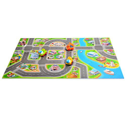 Kids Race Track Rugs Fcoson Carpet Play Mat Town Road Rug with Cars and Toys for Toddlers Boys Girls - Thumbnail 3
