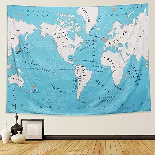 World Ocean Currents Hippie Tapestry Mandala Bohemian Bedroom Living Room Dorm Wall Tablecloths Single-sided Printing Picnic Blanket and Beach Throw (M/80" X 60")