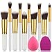 BEAKEY Makeup Brush Set Premium Synthetic Kabuki Foundation Face Powder Blush Eyeshadow Brushes Makeup Brush Kit with Blender Sponge and Brush Egg (10+2pcs,GOLD-WHITE)