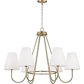 Capital Lighting 452761MA Julia Transitional Soft White Fabric Stay-Straight Shades Chandelier, 6-Light 360 Total Watts, 26" 