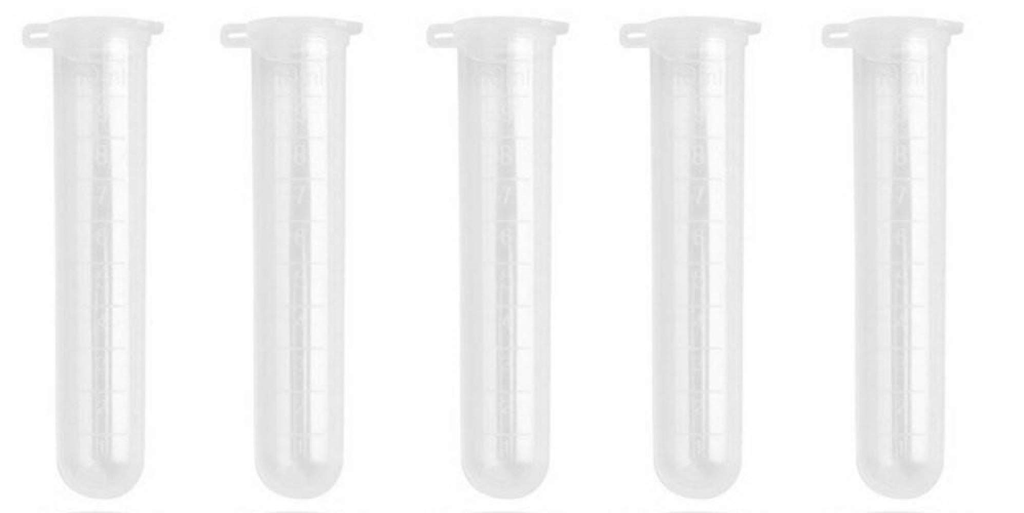 CMJ™ 5 x 10ml Clear Plastic Test Tube Centrifuge Vial With Snap Cap Lid