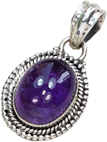 CZgem 925 Sterling Silver 30 Ct Faceted Amethyst Oval Shape Pendant Crystal Quartz Pendant Healing Lucky 1.4"