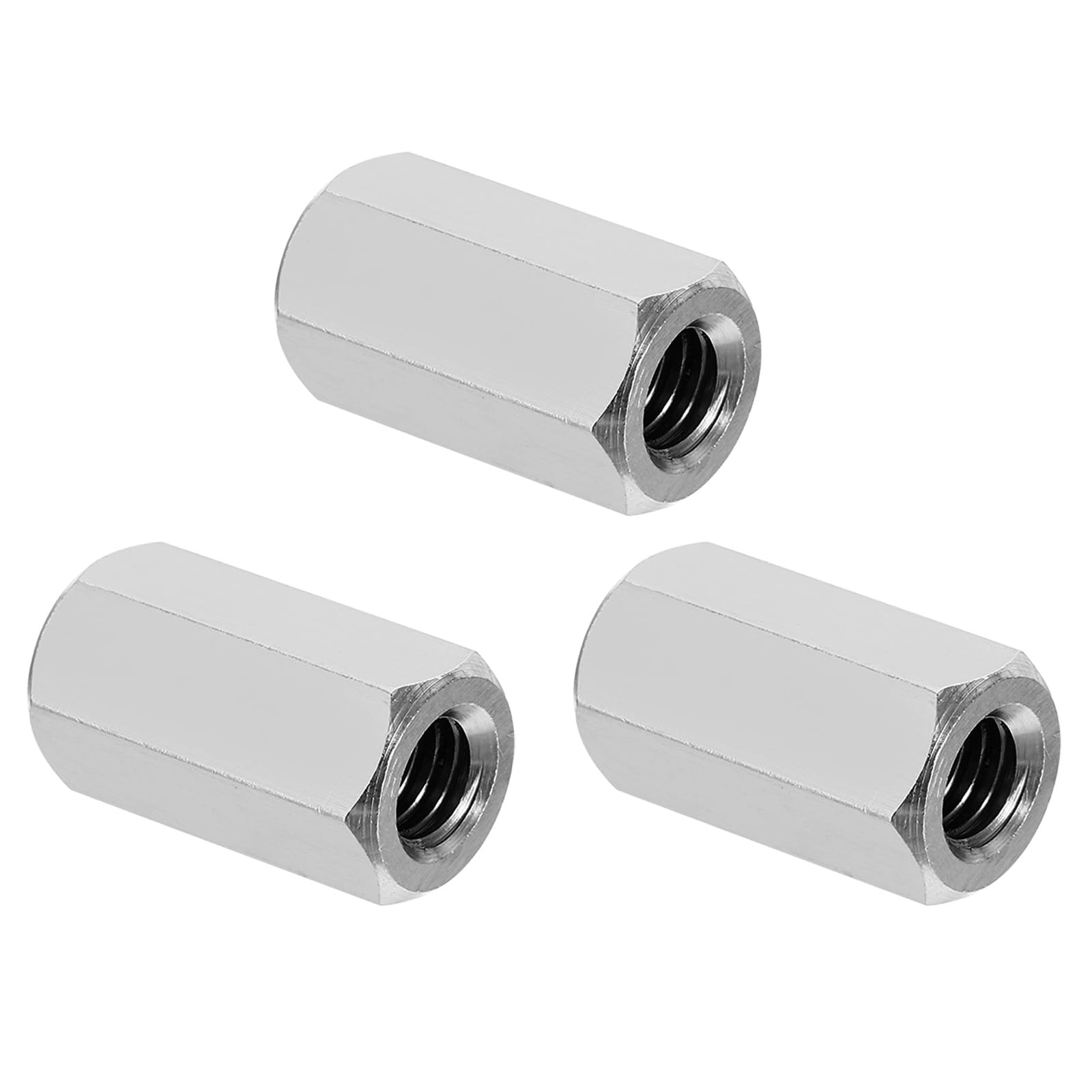 PATIKIL 3/8"-16 UNC 304 Stainless Steel Hex Coupling Nuts, 3Pcs 1.18" Length Fully Threaded Rod Coarse Coupling Nut Studding Connector Fasteners, Silver Tone