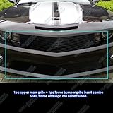 APS Compatible with 2010-2013 Chevy Camaro SS V8 Short Aluminum Black Horizontal Billet Grille Insert Combo C61078H