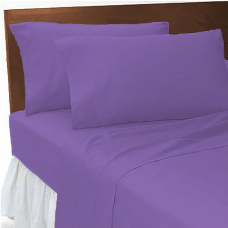 JUBILEEHOMEWARE Polycotton Plain Dyed Flat BED Sheet Single Double King Super King Sizes & Pillow Covers/cases (Super King, Lilac)