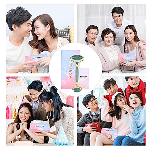 Jade Roller-Dredges Meridians - Releases Facial Tension-Noiseless-Face Massager for Wrinkles-100% Real Natural Jade Stone, ideayard(Dongling)