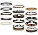 THUNARAZ 8-15Pcs Men Leather Bracelets Hemp Cords Wood Beads Ethnic Tribal Bracelets Leather Wristbands