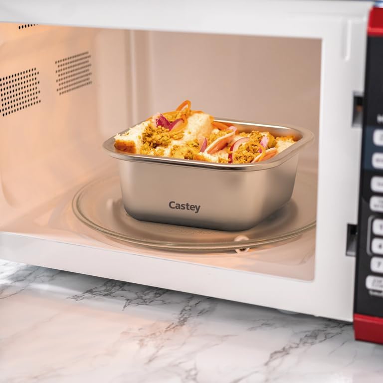 - Envase Rectangular de Acero Inoxidable, Cierre Hermético con Tapa, para Conservación de Alimentos, Tapa Libre de BPA, Diseño Antiderrames, Apto para el Lavavajillas (C-A750)