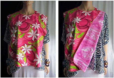 Adult Bib Hawaiian Tropical Pink Tiare Apron / Cover-up - Reversible - HandMade in Hawaii - Dine in Dignity- Qty 1