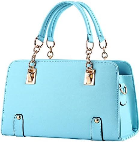 Vusum Women's Leather Handbag Zipper Hobo Satchel Toe Shoulder Bag Light Blue