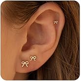 VRIUA 20G Tiny Flat Back Earrings for Women - 14K Gold/Silver Plated Small Flat Back Stud Earrings Hypoallergenic Cartilage Helix Piercing Jewelry