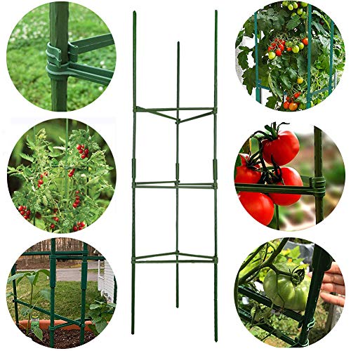 H&ZT 6-Pack Tomato Cage Garden Plant Cages, w/1 Roll Wire Twist Tie, 1 Roll Nylon Trellis Netting, for Vertical Climbing Plants (6-Pack)