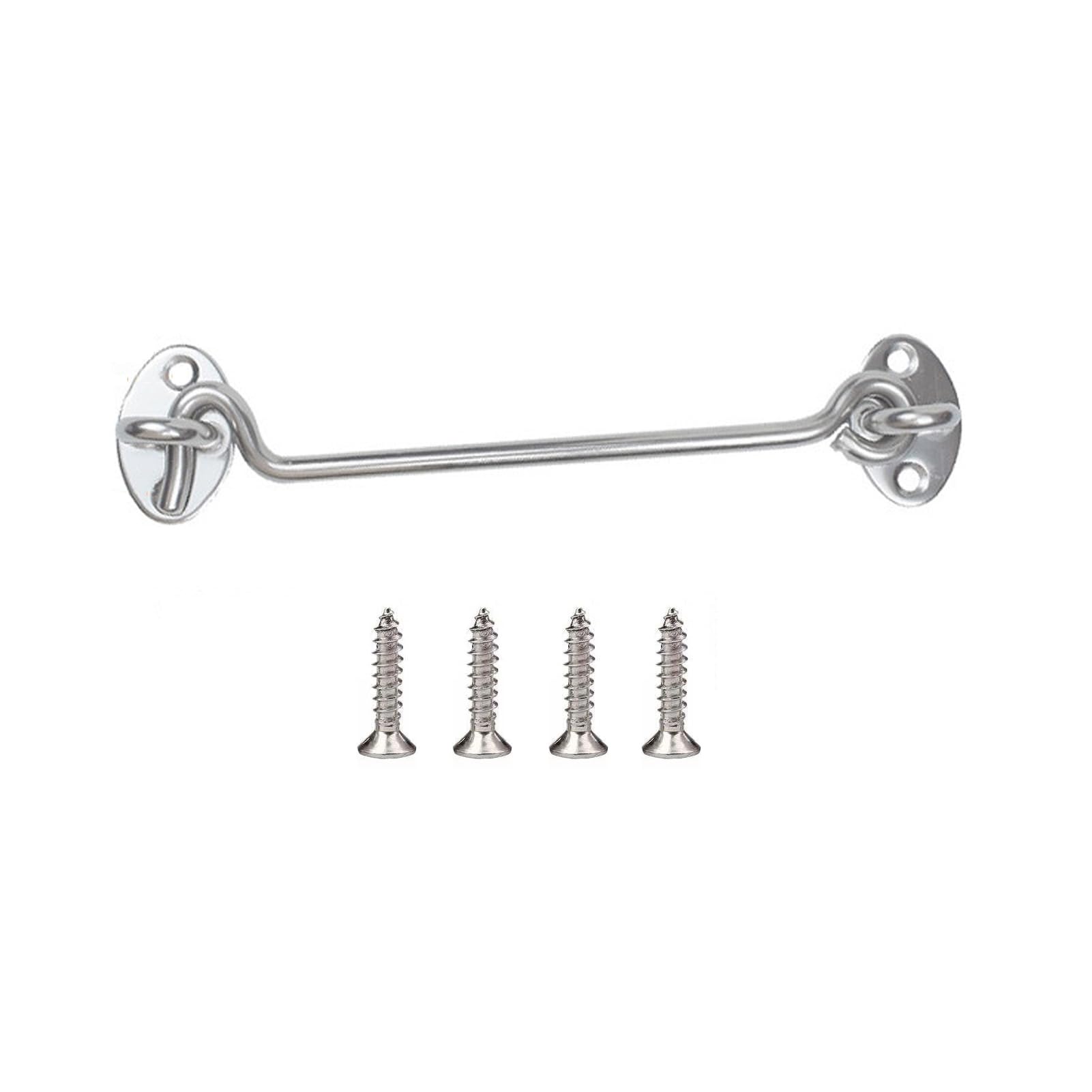 Yesmin 1Pcs Hook and Eye Latch - Stainless Steel Cabin Hook Door Lock for Wooden Gates, Windows, Garage, Fence, and Warehouse