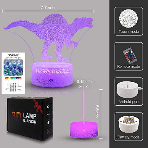 4 Dinosaur+Dimmable+Nightlight+Christmas+Spinosaurus