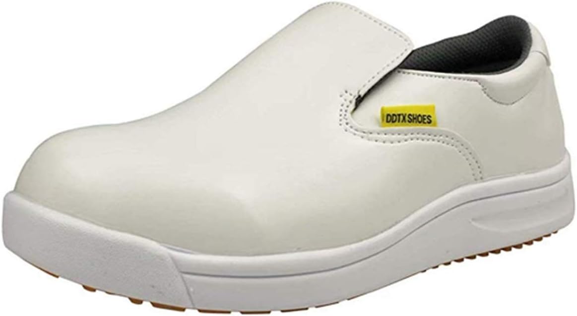 Work Kitchen Chef Shoes Unisex SRC Anti-Slip Oil and Water Resistant Anti Acid and Alkali Lightweight White&Black 3.5-12UK