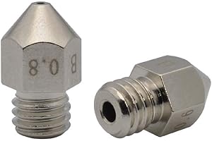 POLISI3D 2pcs MK8 Wear Resistant Plated Brass Nozzle 0.8mm Compatible with 1.75mm Makerbot MK8 extruder, Creality CR10, Ender 3 Pro Tevo Tornado 3D Printer (2X 0.8mm)