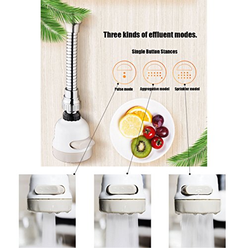 H&xy Faucet prevent splash head extender kitchen household tap water spray water can rotate sprinkler nozzle Adjustable aerator - short - Thumbnail 6