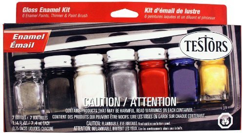 TestorsGloss Enamel Hobby Paint Kit Black, Blue, Red, Silver, White, Yellow5