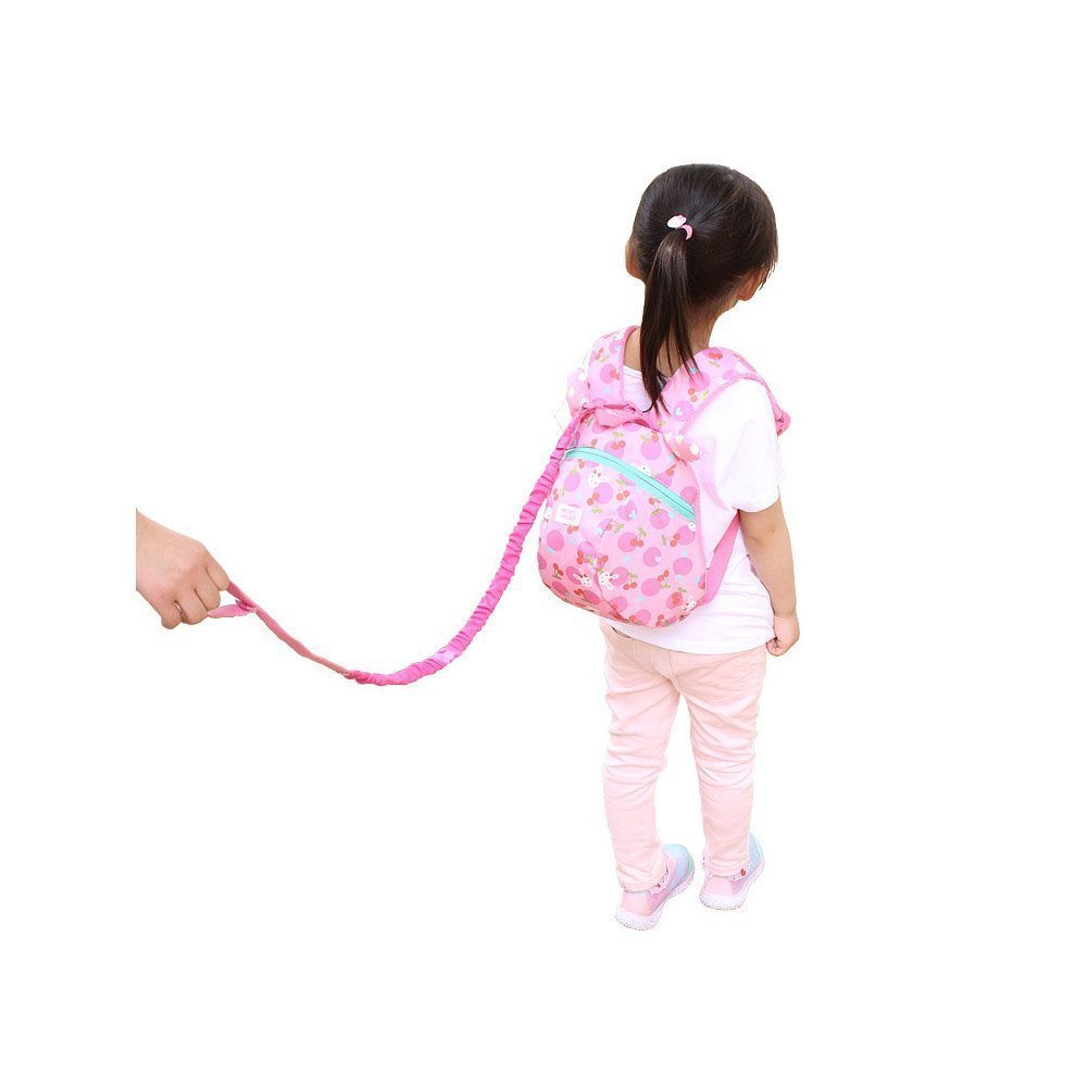 Kids Baby Backpack Anti-lost Travel Shoulder Bag with Safety Leash for Girls Pink