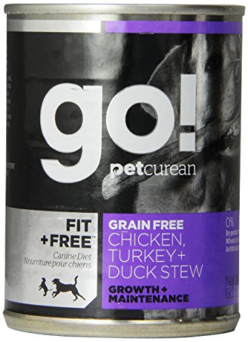 PETCUREAN 152033 12-Pack Go Fit and Free Grain Free Chicken/Turkey/Dck Stew Can for Pets, 13.2-Ounce