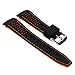 StrapsCo Rubber Perforated Rally Watch Strap Band w/ Curved Ends, Black & Orange, 20mm
