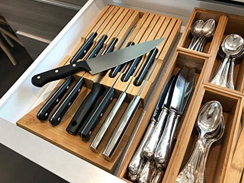Kitchen Knife Drawer Organizer Insert Bamboo Drawer Organizer