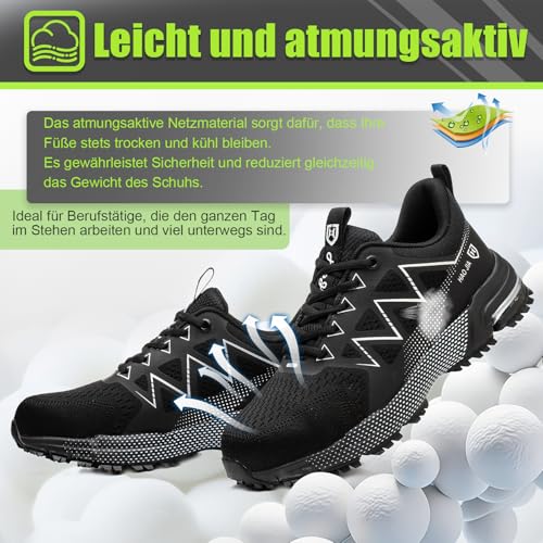 Safety Shoes for Men Women Non-Slip Work Sneakers Lightweight Comfortable Breathable Safety Footwear with Steel Toe
