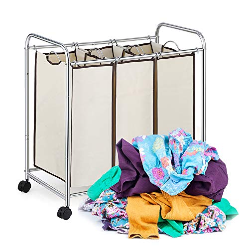 Neala Laundry Sorter Storage Cart Removable 3Bag Portable Clothing