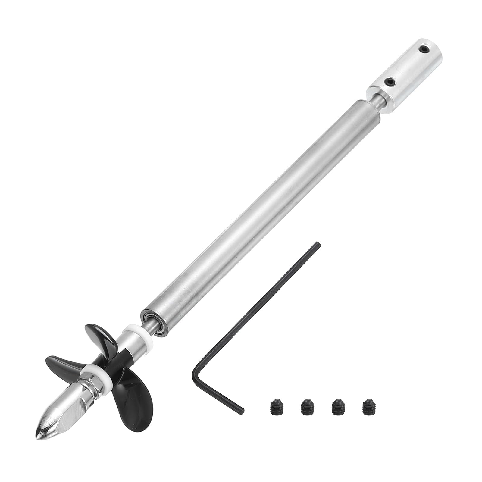 sourcing map Drive Shaft W Propeller and Coupling Joint for RC Boat Coupler Assemble Kit, L150mm Shaft, L25mm Sleeve, D36mm Three Propeller, Fit for 3 mm Motor Shaft