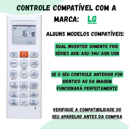 Controle Remoto Ar Condicionado Compatível LG Dual Inverter
