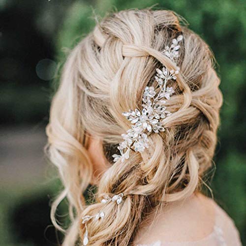 Barogirl Crystal Hair Piece Wedding Hair Vine Silver Rhinestone Headpiece Bridal Headbands for Women