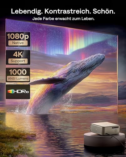 Aurzen Eazze D1 MAX Projector with Google TV 14.0 & Netflix | 4K supported, smart projector with 1000 ANSI, MEMC, 20W Dolby audio, autofocus & keystone correction, projector home cinema