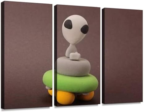 Amazon Co Jp 宇宙人 Ufo クレイアート エイリアン グレイ かわいい ユーモラス デフォルメ 茶色 背景 宇宙 Sf イラスト ひょうきんポスター パネル 現代壁の絵 壁掛け 部屋飾り 背景絵画 壁アート 完成品 3枚セット すぐ飾る ホーム キッチン