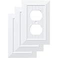 Franklin Brass W35266V-PW-C Classic Beadboard Single Duplex Wall Plate/Switch Plate/Cover (3 Pack), Pure White