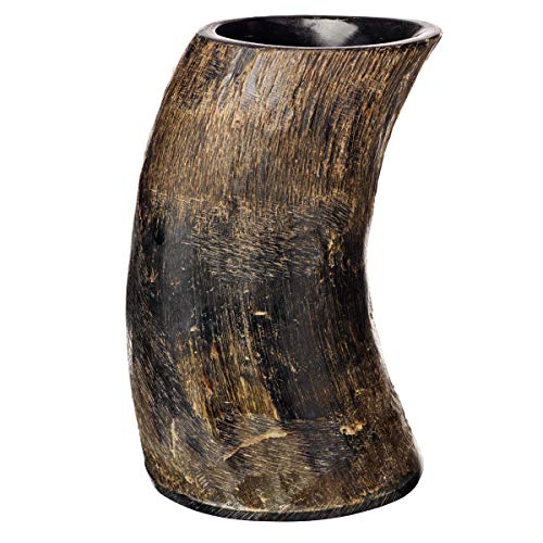 AleHorn Drinking Horn Tumbler Genuine Handcrafted 16oz Natural Finish Mug Ale Beer Wine Goblet Game of Thrones Tankard Medieval Burlap Gift Rustic Cup Vikings Accessories