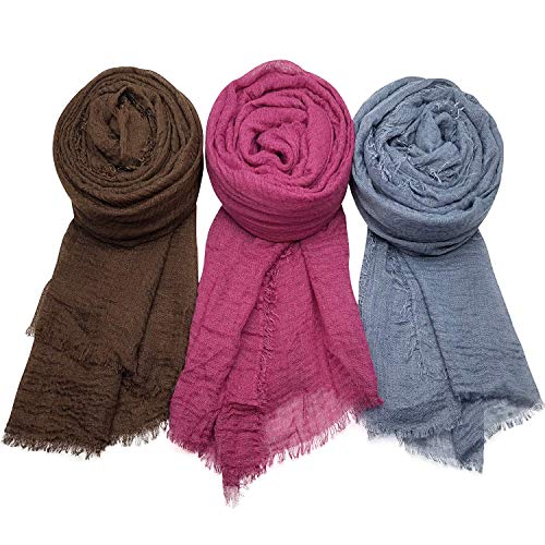 MANSHU 6PCS Women Soft Cotton Hemp Scarf Shawl Long Scarves, Scarf and Wrap, Big Head Scarves - Thumbnail 2