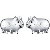 Guinea Pig Jewelry Set 925 Sterling Silver Guinea Pig Pet Hamster Ring Engraved Always in My Heart Cute Animal Stud Earrings and Necklace Jewelry Gift for Women Daughter