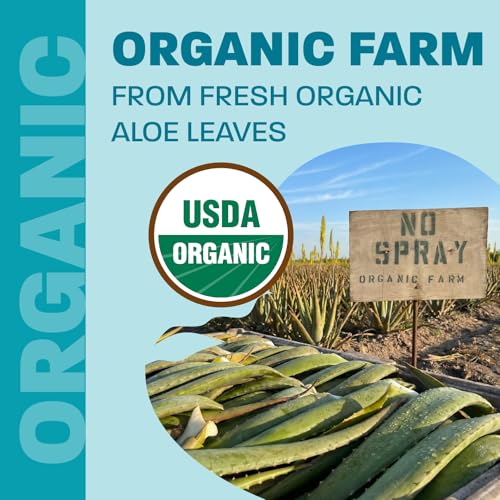 Pure Aloe Vera Juice - Unflavoured - Cold-Processed - Organic Fresh Leaves - Supports Digestive Health - Vegan - Ideal for Guts - Constipation Relief - Made in Canada - 1.5L
