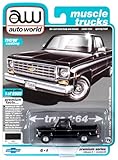 1975 Chevrolet Silverado C10 Fleetside Pickup Truck Midnight Black Limited Edition to 8,500 Pieces 1/64 Diecast Model Car by Autoworld 64232/ AWSP030 B