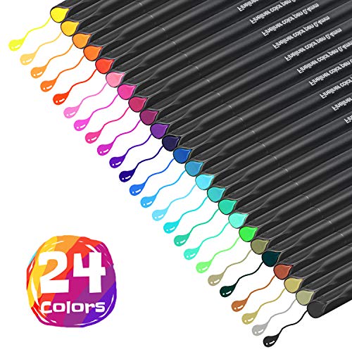 Arcobis 24 Journal Planner Pens Fineliner Color Pens Fine Point Marker Pens Fine Line Drawing Writing Pen for Journal Planner Note Calendar Coloring Office School Supplies Art Projects