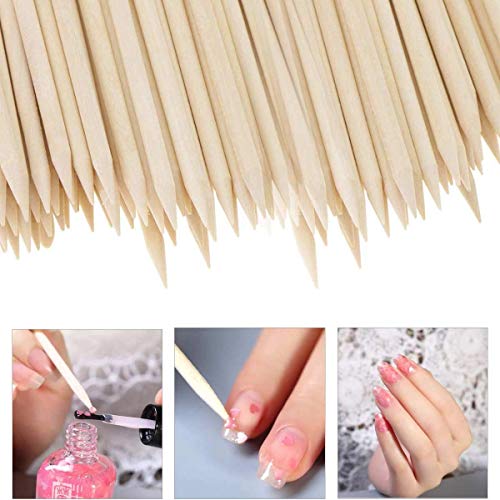 image for Onwon 200 Pieces Orange Wood Sticks - Double Sided Nail Art Multi-Func