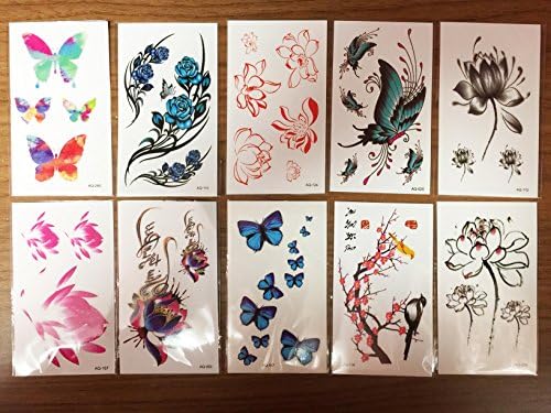 10 Sheets of Temporary Tattoo Stickers Removable Tattoo Waterproof 2017 Newest Designs Last 7-10 Days!