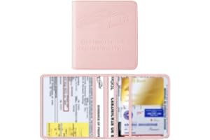 TSUGAMI Car Registration and Insurance Holder, Vehicle Glove Box Organizer with Magnetic Closure, PU Leather Embossed Auto Ca