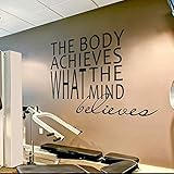 BATTOO Gym Wall Decal Sports Quotes - The Body Achieves What The Mind Believes - Motivational Quotes Sports Wall Sticker(Black, 40.5