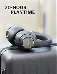 Soundcore Vortex   Auriculares inalámbricos de diadema por Anker, con 20 horas de tiempo de reproducción, Bluetooth 4.1, sonido estéreo de alta fidelidad, almohadillas de espuma de memoria suave, micrófono integrado y modo de cable